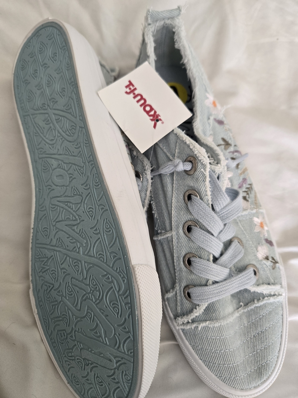 Blowfish, Light Blue Floral Embroidered Women’s Casual Sneakers - Picture 2 of 5